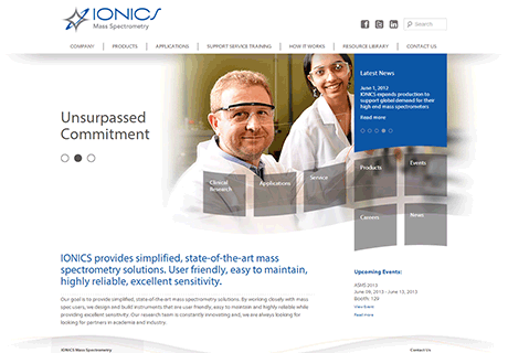 Ionics Responsive CMS Website Design and Development, Photography, Brochures